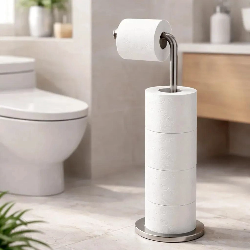PORTA ROLLO DE PAPEL EN ACERO INOXIDABLE CON BASE ESTABLE PARA COCINA - 1