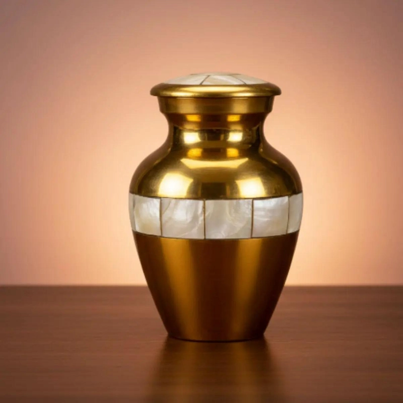 ANFORA DECORATIVA DE BRONCE BEIGE DE 7 CM PARA INTERIORES - 4