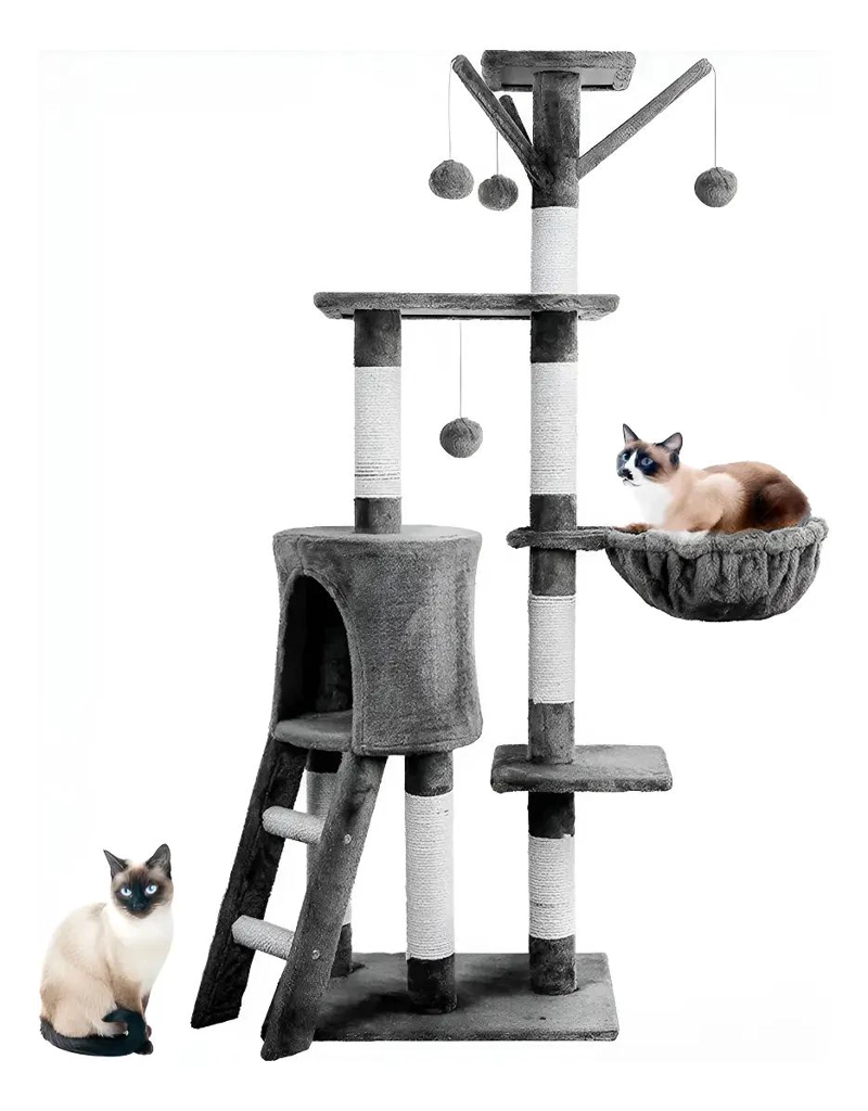 GENÉRICO RASCADOR PARA GATOS TIPO ARBOL DE 148 CM CON 3 FUNCIONES
