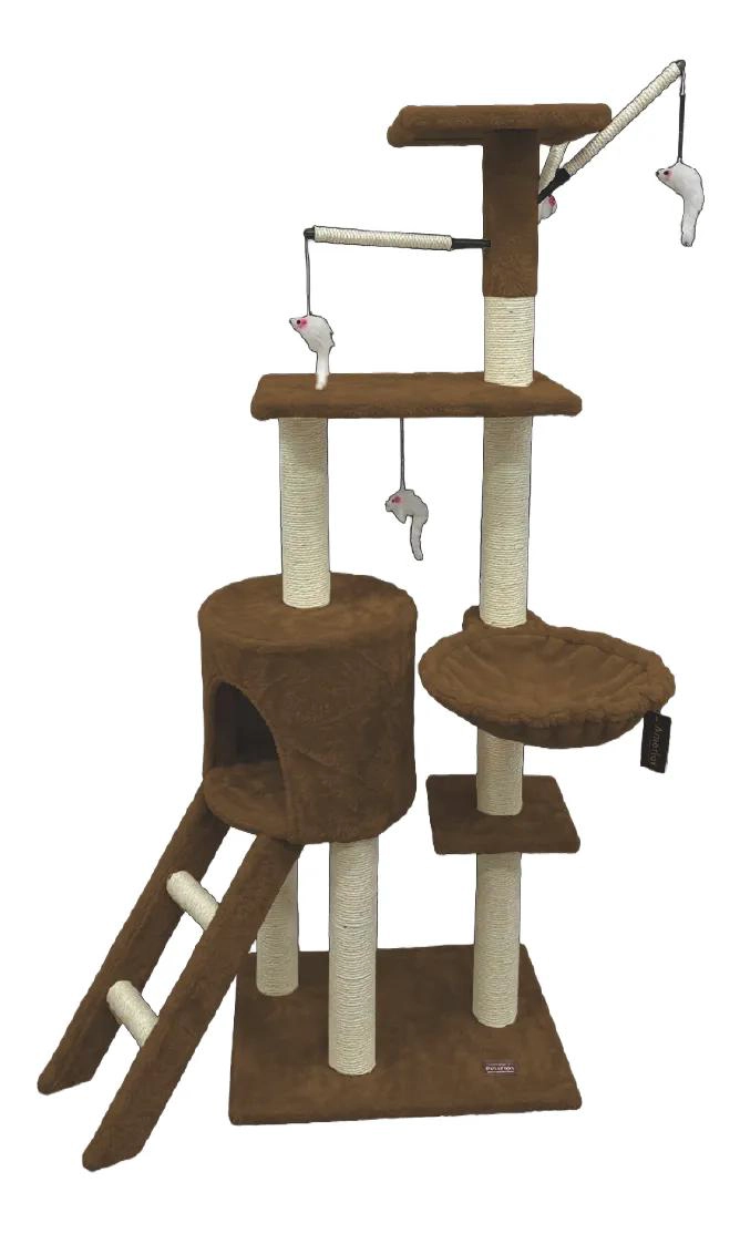 RASCADOR PARA GATOS DE 5 NIVELES CON HAMACA Y JUGUETES DE 138 CM - 1