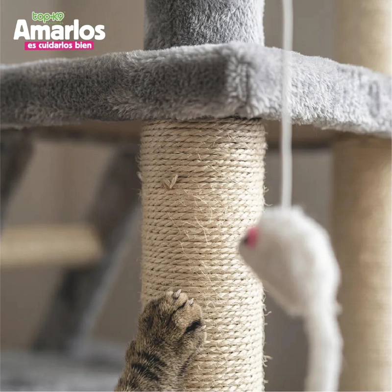 RASCADOR PARA GATOS DE 5 NIVELES CON HAMACA Y JUGUETES DE 138 CM - 3