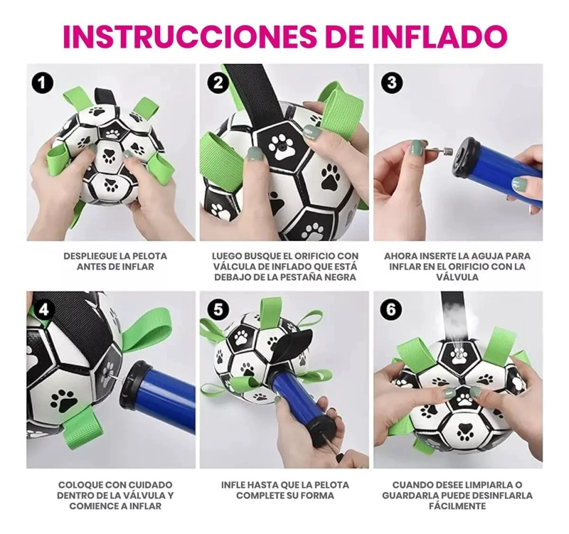 PELOTA DE FUTBOL PARA PERRO CON CORREAS COLOR MORADO RESISTENTE Y SEGURA - 2
