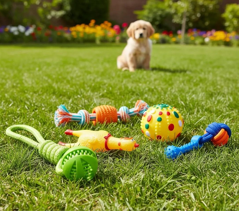SET DE 5 JUGUETES PARA MASCOTAS CON PELOTA, CUERDA Y NUDO PARA ALIVIAR ANSIEDAD - 3