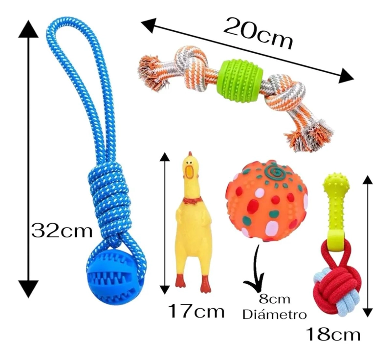 SET DE 5 JUGUETES PARA MASCOTAS CON PELOTA, CUERDA Y NUDO PARA ALIVIAR ANSIEDAD - 4