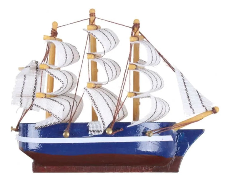 SET DE 6 BARCOS DE VELA EN MADERA PARA DECORACION 7X9 CM VARIADOS - 2
