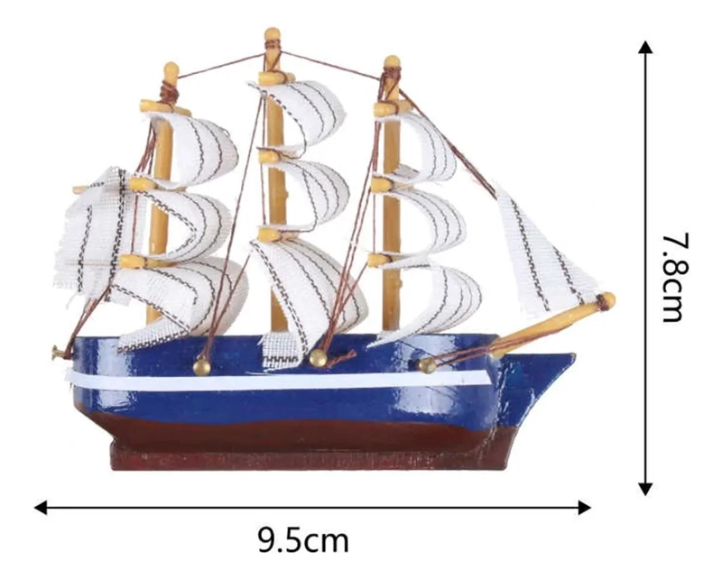 SET DE 6 BARCOS DE VELA EN MADERA PARA DECORACION 7X9 CM VARIADOS - 3