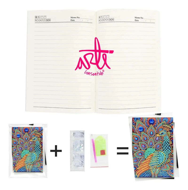 CUADERNO CON DISEÑO BORDADO Y PINTURA POR DIAMANTE DE ANIMALES - 3