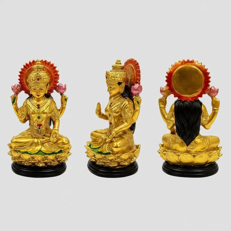 ESTATUA DECORATIVA DE LA DIOSA DE LA FORTUNA EN ACABADO DORADO DE 15 CM - 5