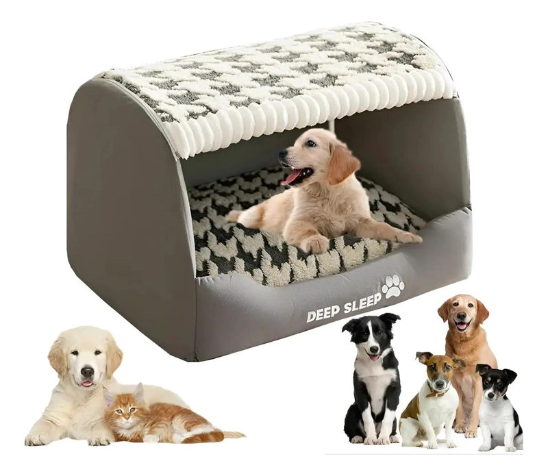 CAMA ANTIESTRE S PARA MASCOTAS FELPA PREMIUM COLOR GRIS - 1