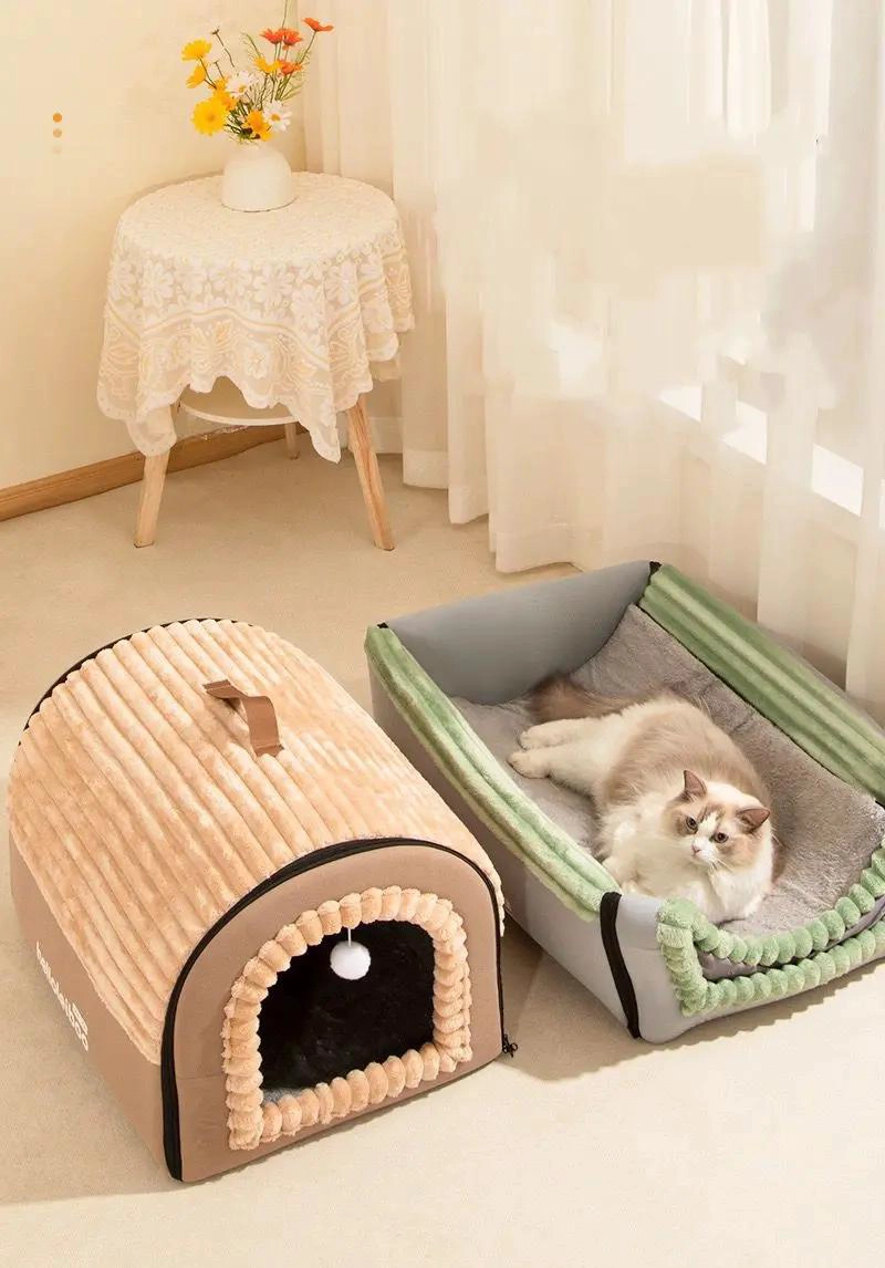 CAMA GRANDE PARA MASCOTAS TIPO NIDO SEMI CERRADA DE 100 CM - 2