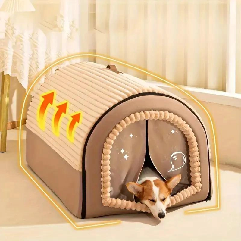 CAMA GRANDE PARA MASCOTAS TIPO NIDO SEMI CERRADA DE 100 CM - 4