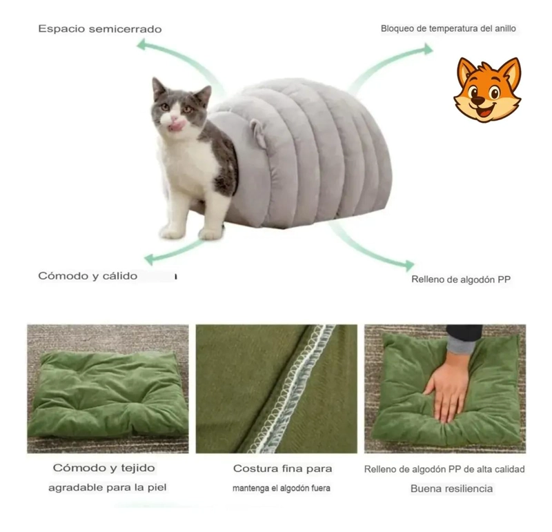 CAMA TIPO IGLU PARA GATOS Y PERROS CON DISEÑO ACOGEDOR Y COMODO - 3