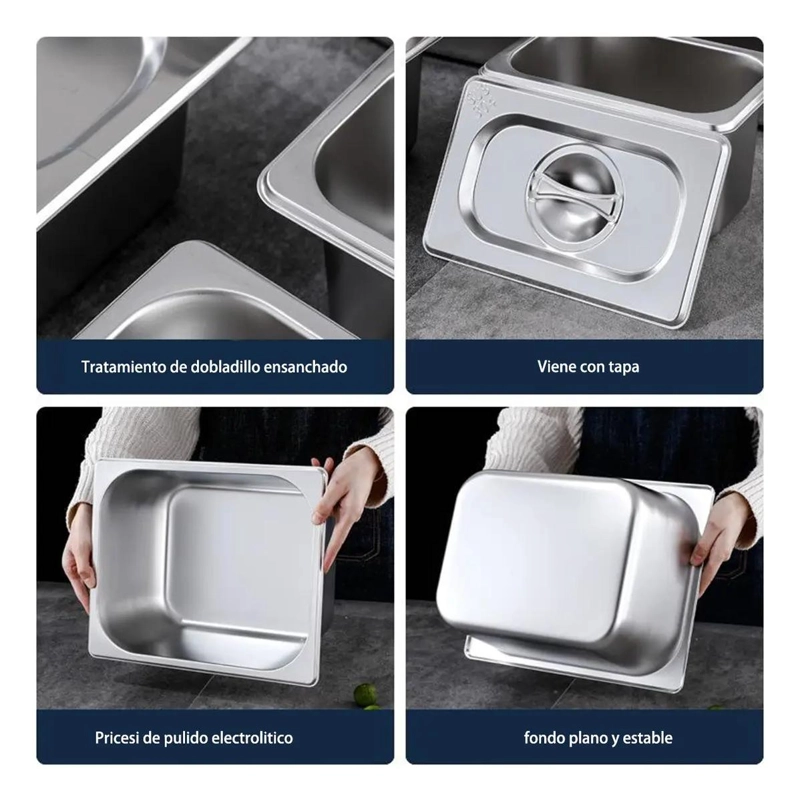 SET DE 6 RECIPIENTES GASTRONOMICOS CON TAPA 176X108X65 MM - 4