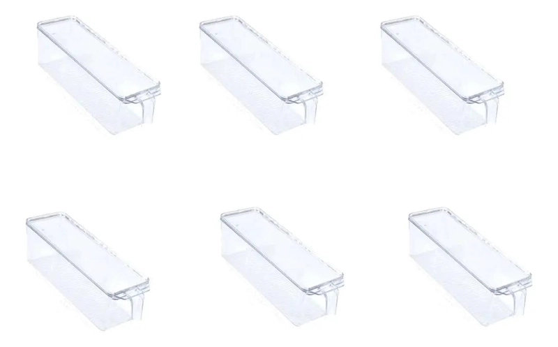SET DE 6 CONTENEDORES ORGANIZADORES PARA REFRIGERADOR CON TAPA - 1
