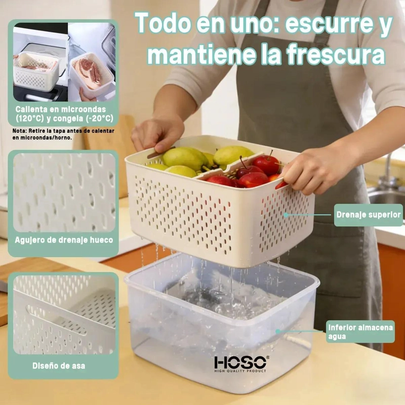 ORGANIZADOR PARA REFRIGERADOR CON TAPA TRANSPARENTE CAPACIDAD 6,2 LITROS - 3