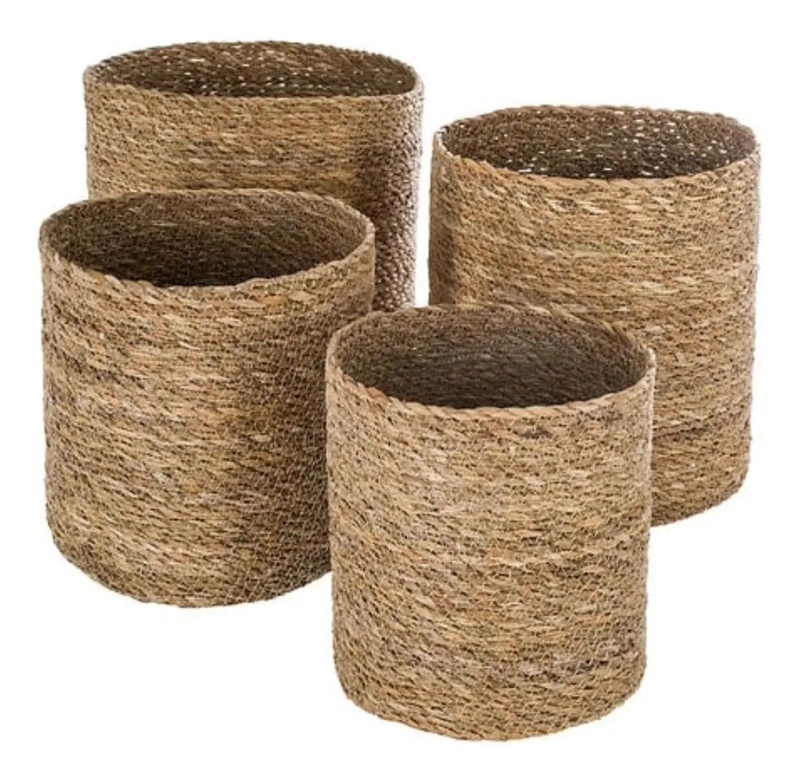 SET DE 4 CANASTOS DE CAÑA ARTESANAL EN DIFERENTES TAMAÑOS - 1
