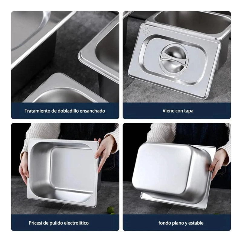 SET DE 6 RECIPIENTES GASTRONOMICOS CON TAPA 176X108X65 MM - 4