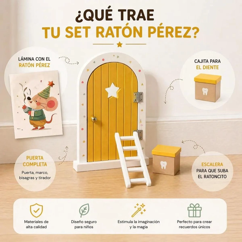PUERTA DECORATIVA PARA RATON CON ESCALERA Y BUZON AMARILLO - 2