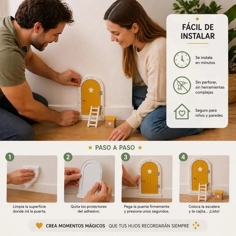 PUERTA DECORATIVA PARA RATON CON ESCALERA Y BUZON AMARILLO - 3