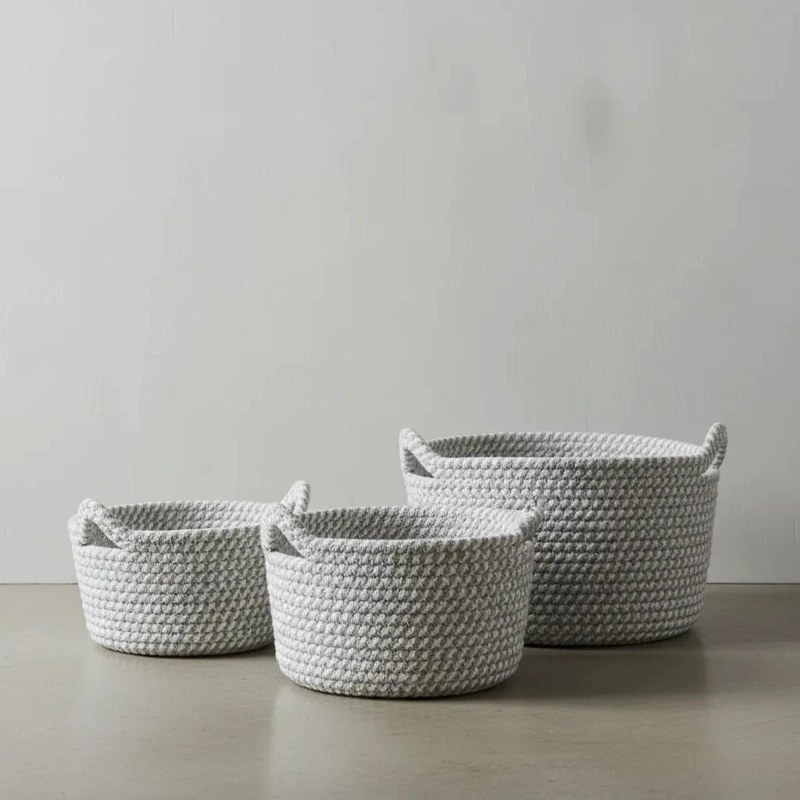 SET DE 3 CESTAS ORGANIZADORAS TEJIDAS PARA COCINA Y BAÑO - 1