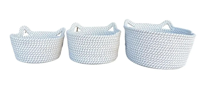 SET DE 3 CESTAS ORGANIZADORAS TEJIDAS PARA COCINA Y BAÑO - 2