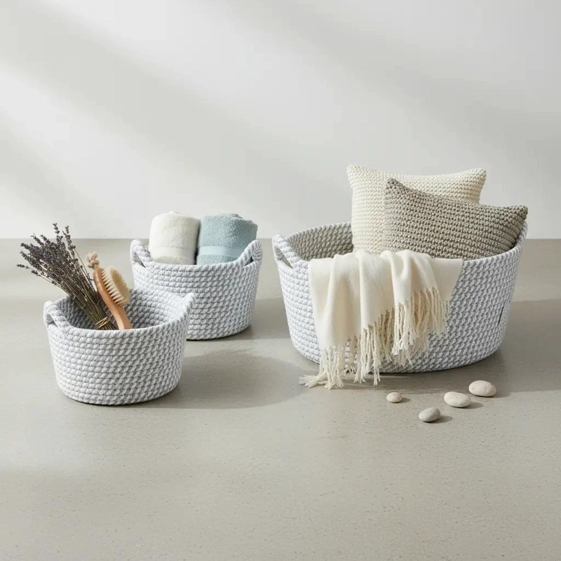 SET DE 3 CESTAS ORGANIZADORAS TEJIDAS PARA COCINA Y BAÑO - 3