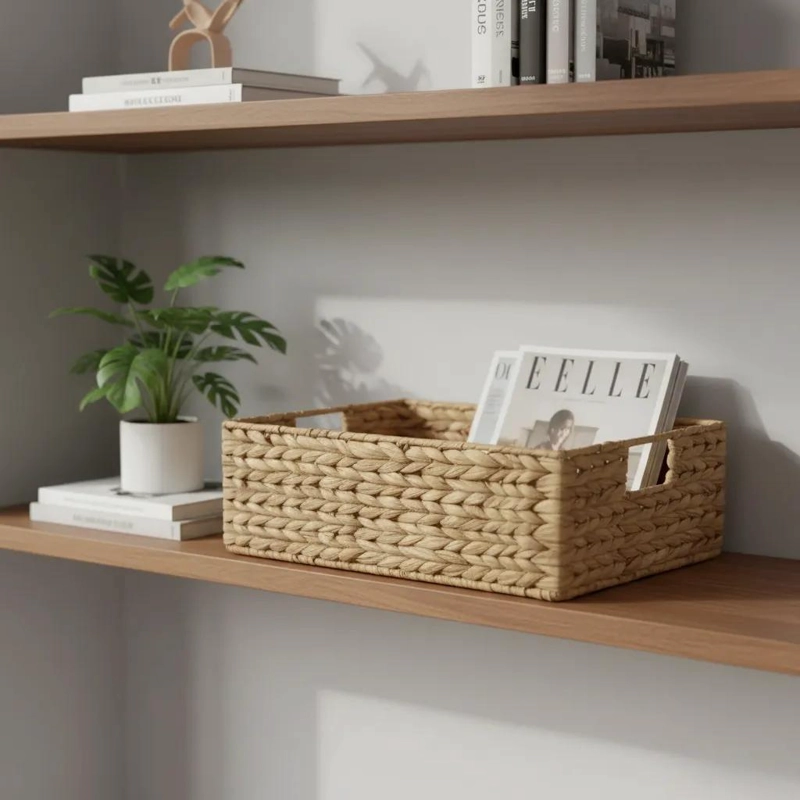 CANASTO O BANDEJA DE FIBRAS NATURALES PARA ALMACENAMIENTO Y DECORACION - 1