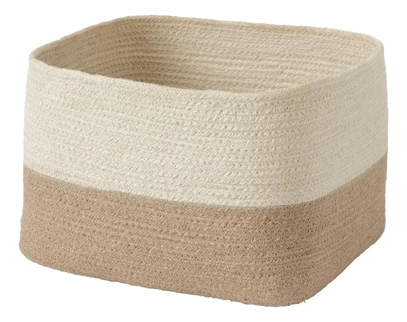 CANASTO ORGANIZADOR DE YUTE NATURAL TAMAÑO MEDIANO BEIGE - 1