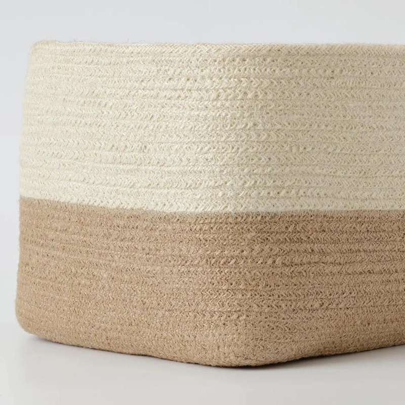 CANASTO ORGANIZADOR DE YUTE NATURAL TAMAÑO MEDIANO BEIGE - 2