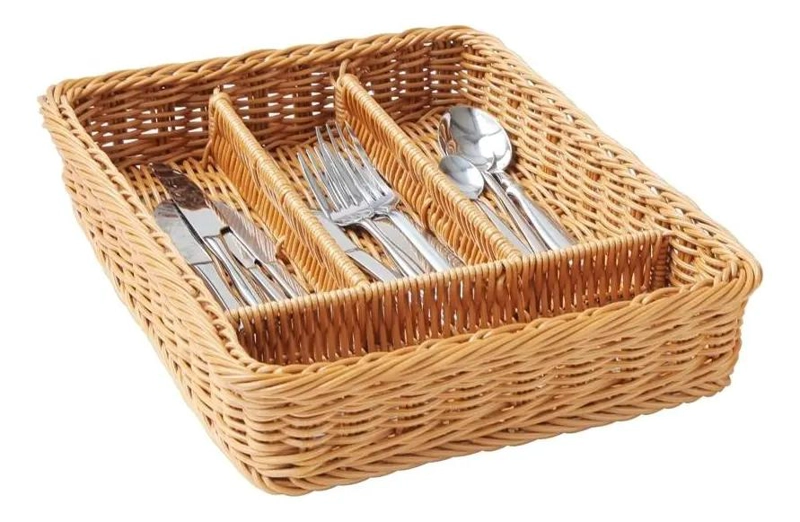 CANASTO DE RATTAN RESISTENTE 36X25X7.5 CM PARA ORGANIZACION - 1