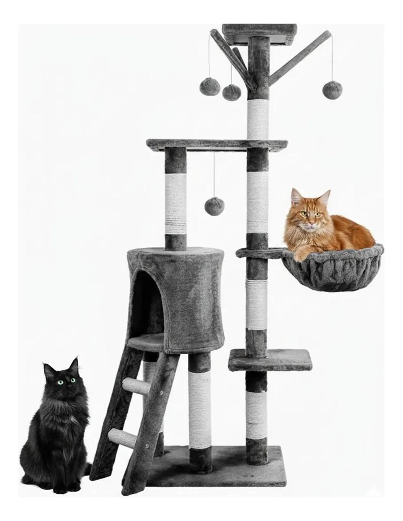 RASCADOR PARA GATOS CON ESCALERA Y CUCHA INTEGRADA PARA DESCANSO - 1