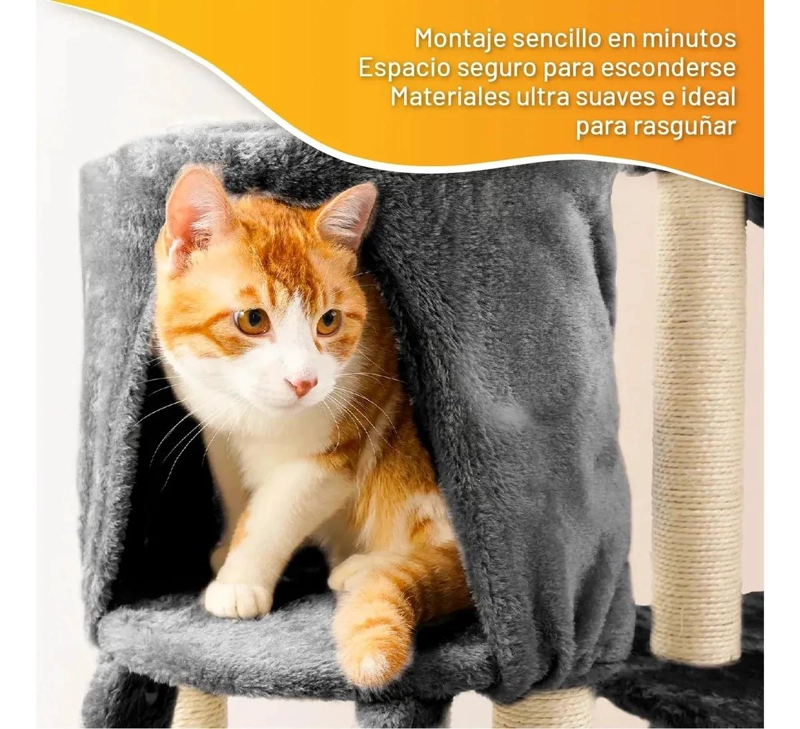RASCADOR PARA GATOS CON ESCALERA Y CUCHA INTEGRADA PARA DESCANSO - 3