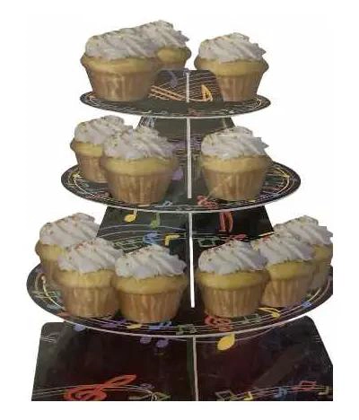 SOPORTE BANDEJA PARA CUMPLEAÑOS CON DISEÑO DE NOTAS MUSICALES - 3