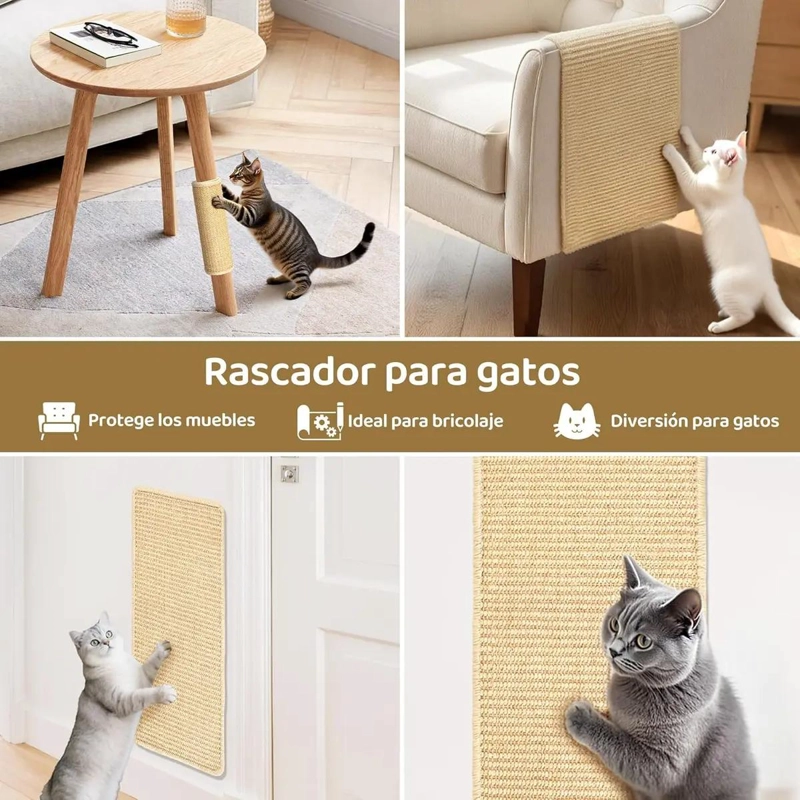 ALFOMBRA RASCADOR PARA GATO DE SISAL ADHESIVA PARA SOFA Y PUERTA - 4