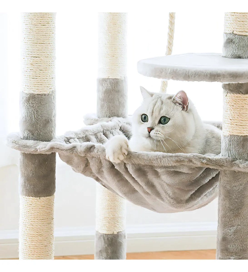 TORRE RASCADOR PARA GATOS CON HAMACA Y PLATAFORMA DE DESCANSO - 5