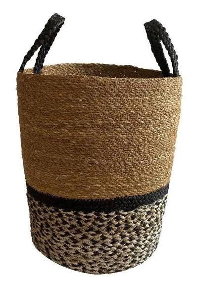 CANASTO DECORATIVO DE FIBRA NATURAL TAMAÑO MEDIANO 38X28 CM - 1