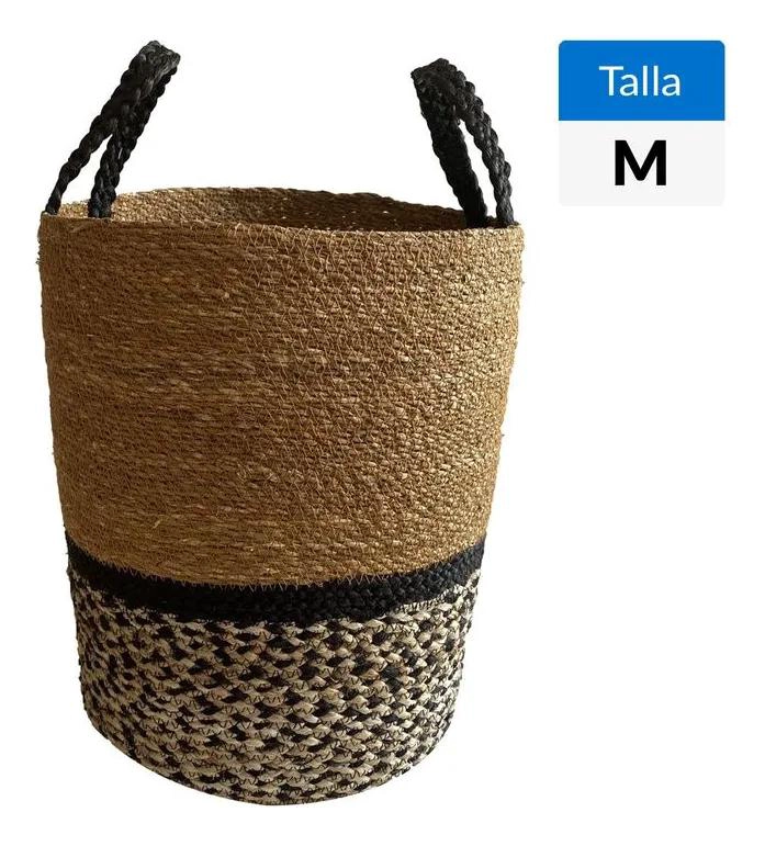 CANASTO DECORATIVO DE FIBRA NATURAL TAMAÑO MEDIANO 38X28 CM - 4