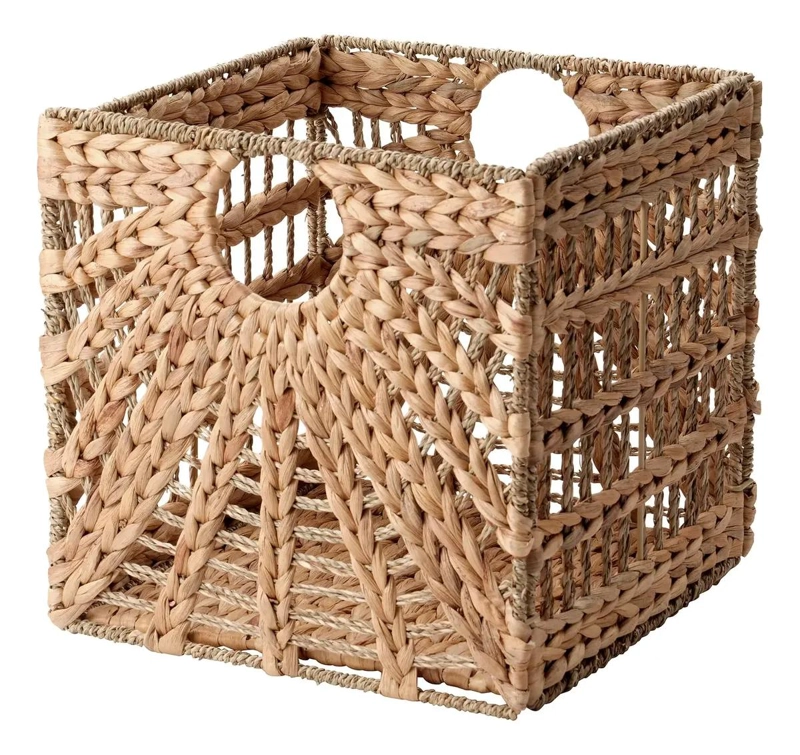 CANASTO ORGANIZADOR TEJIDO NATURAL CON ASAS 32X33X32 CM - 1