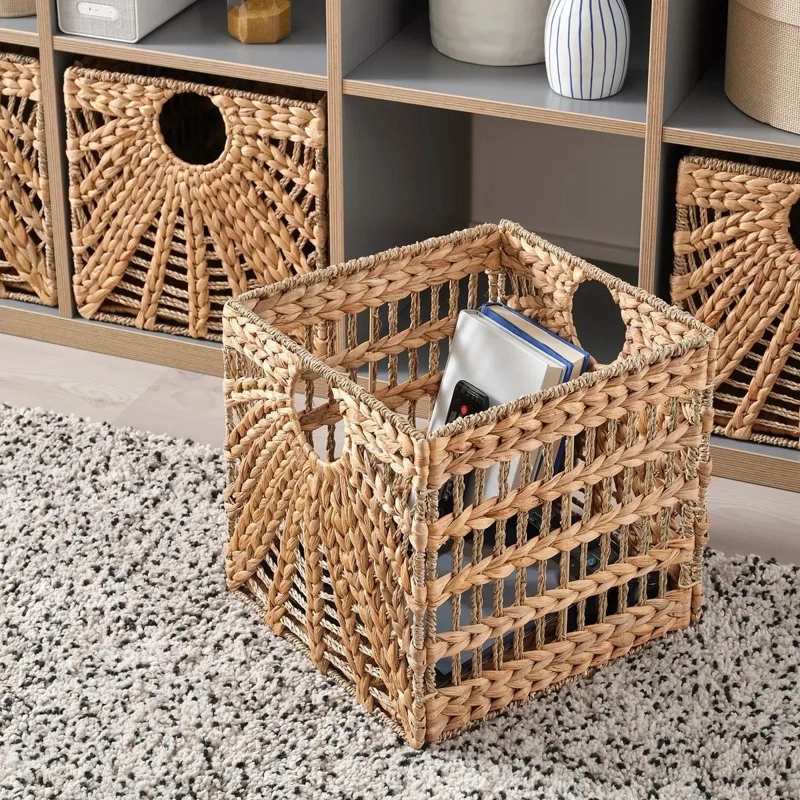 CANASTO ORGANIZADOR TEJIDO NATURAL CON ASAS 32X33X32 CM - 5