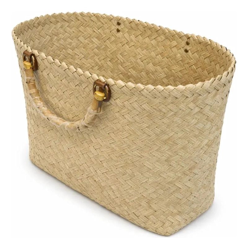 CANASTO ORGANIZADOR DE FIBRA NATURAL CON MANILLAS ESTILO BOHO PARA HOGAR - 2