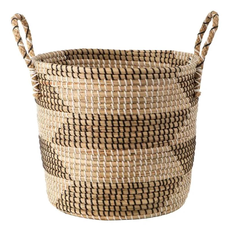 CANASTO DECORATIVO DE HIERBA MARINA PARA ORGANIZACION 35X30 CM - 1