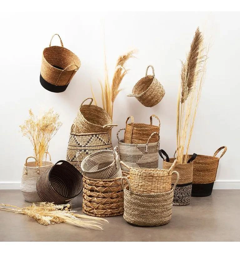 CANASTO DECORATIVO DE HIERBA MARINA PARA ORGANIZACION 35X30 CM - 2