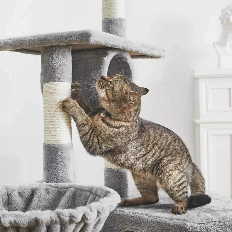 TORRE RASCADOR PARA GATOS DE 150 CM CON HAMACA Y TERCIOPELO - 2