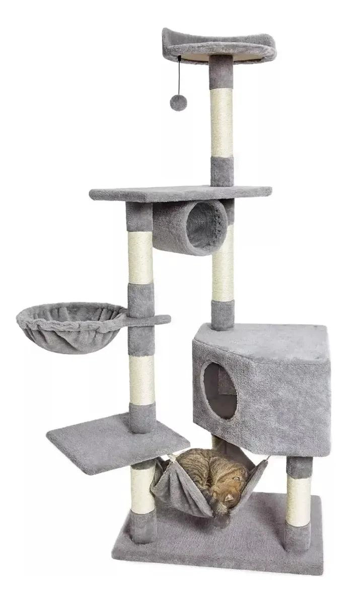 TORRE RASCADOR PARA GATOS DE 150 CM CON HAMACA Y TERCIOPELO - 3