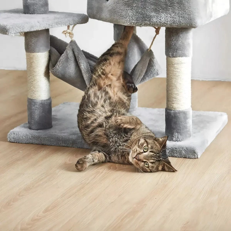 RASCADOR PARA GATO DE TERCIOPELO GRIS CON ALTURA DE 150 CM - 5