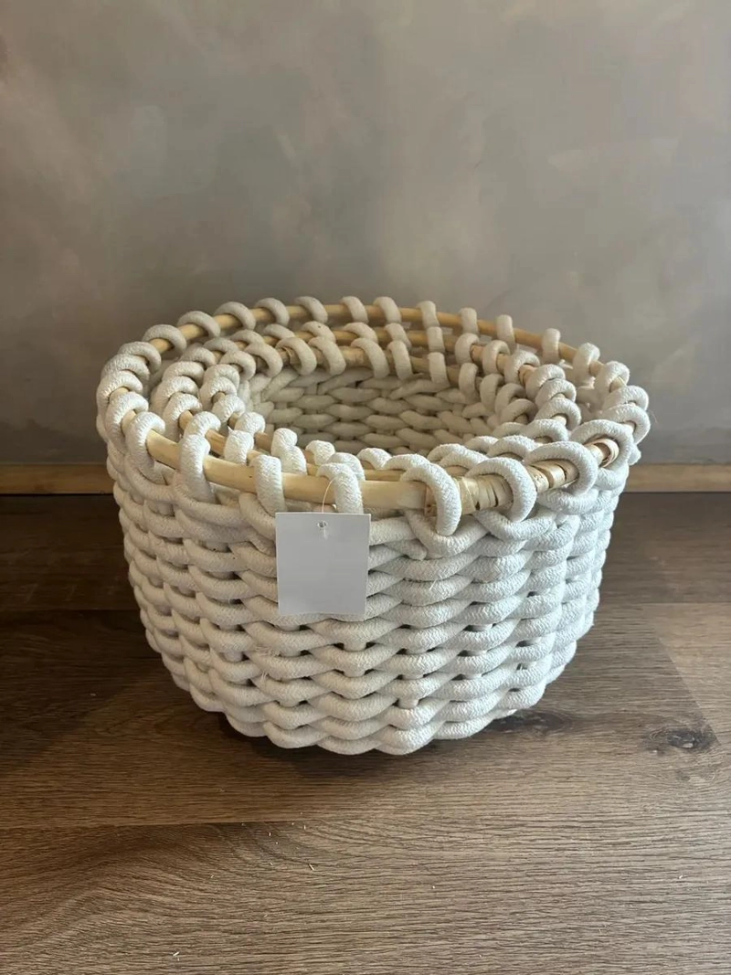 CANASTO ORGANIZADOR TEJIDO NATURAL PARA DECORACION Y ALMACENAJE HOGAREÑO - 4