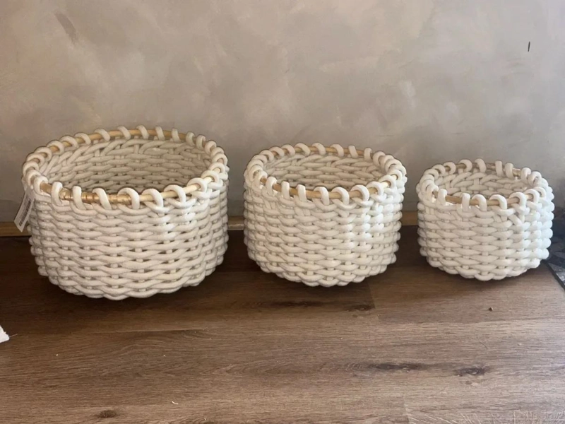 CANASTO ORGANIZADOR TEJIDO NATURAL PARA DECORACION Y ALMACENAJE HOGAREÑO - 5