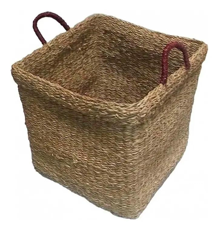 CANASTO ORGANIZADOR DE FIBRAS NATURALES DE MIMBRE PARA ALMACENAMIENTO - 1