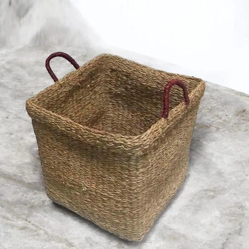CANASTO ORGANIZADOR DE FIBRAS NATURALES DE MIMBRE PARA ALMACENAMIENTO - 3