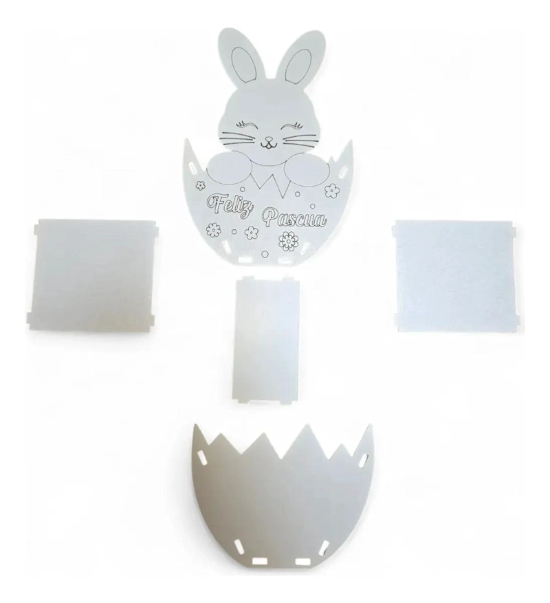 SET DE 6 CANASTOS DE MADERA CON DISEÑO DE CONEJO PARA PASCUA - 2